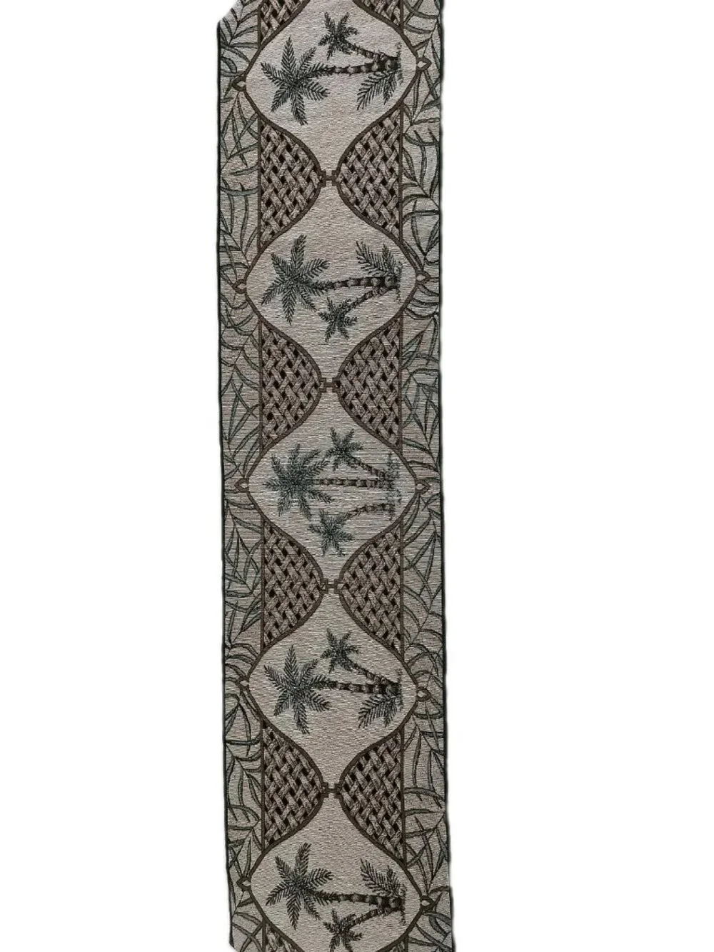 tapestry table runner with palm tree design and tassels 65